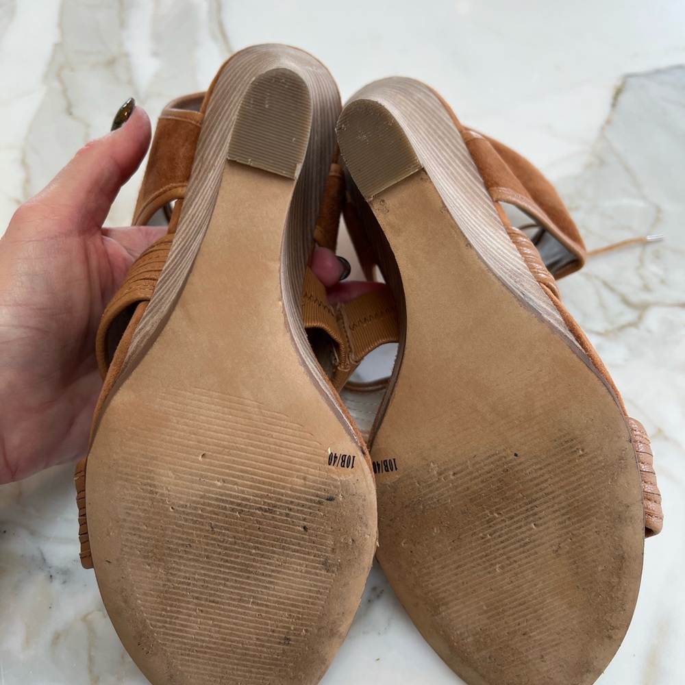 SOLE SOCIETY LEATHER AND SUEDE TAN WEDGES WITH TIE SZ-10 GREAT CONDITION! 😍😍😍 - Picture 4 of 5